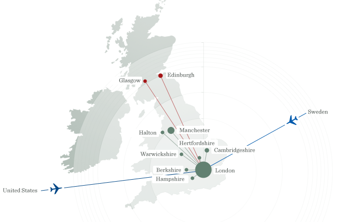 Attendees distance and location map